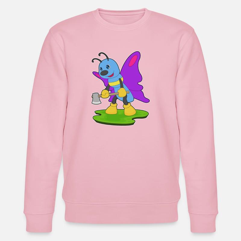 Butterfly Lumberjack Axe Forest - Stanley/Stella CHANGER Unisex Organic Sweatshirt - cotton pink
