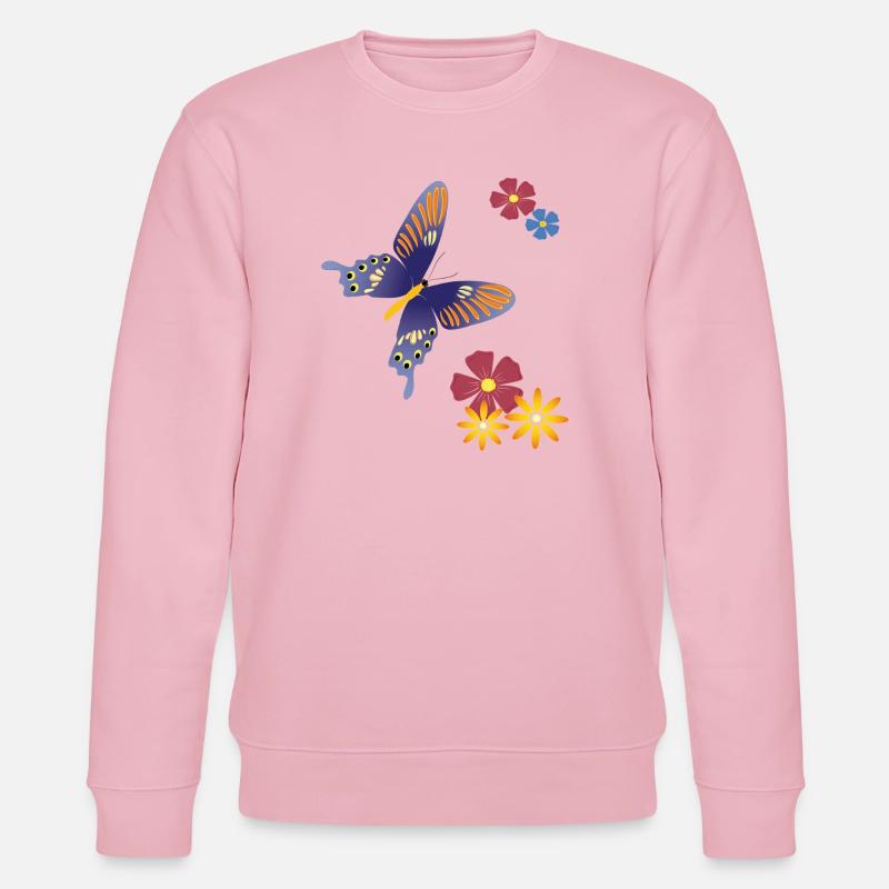 Papillon avec des fleurs - Sweat bio CHANGER Stanley/Stella Unisexe - rose pâle