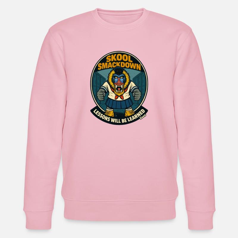 Schule Smackdown Primaten Affe Mandrill - Stanley/Stella Unisex Bio-Sweatshirt CHANGER  - Hellrosa
