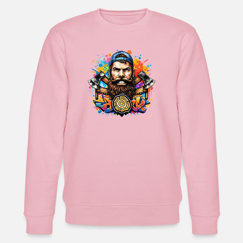 Graffiti Holzfäller mit Doppelaxt  - Stanley/Stella Unisex Bio-Sweatshirt CHANGER  - Hellrosa