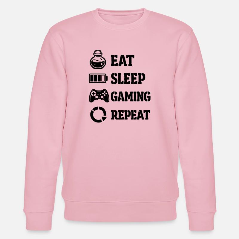 Eat Sleep Gaming Repeat – Pixel Symbolik - Stanley/Stella Unisex Bio-Sweatshirt CHANGER  - Hellrosa