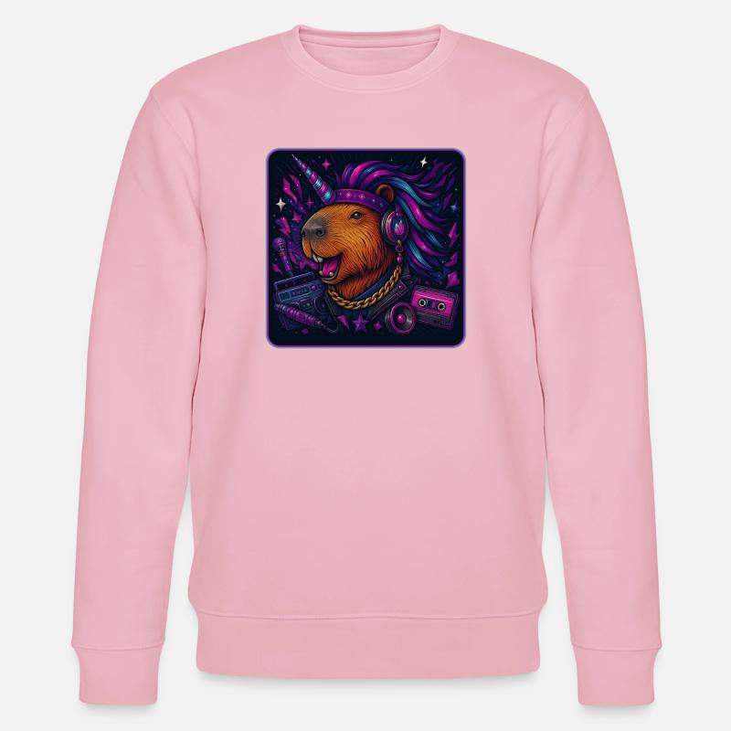 Capybara Einhorn Retro DJ - Stanley/Stella Unisex Bio-Sweatshirt CHANGER  - Hellrosa