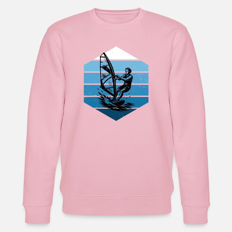 Motif drôle de planche à voile - Sweat bio CHANGER Stanley/Stella Unisexe - rose pâle