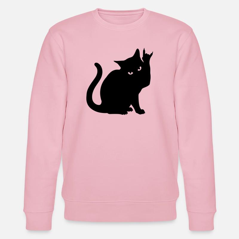Black Cat – Devil Horns Silhouette - Stanley/Stella CHANGER Unisex Organic Sweatshirt - cotton pink