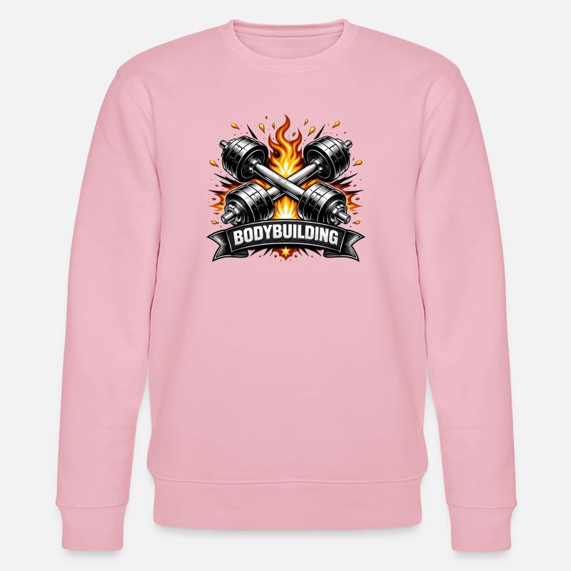 Haltères lourds croisés avec des lettres - Sweat bio CHANGER Stanley/Stella Unisexe - rose pâle