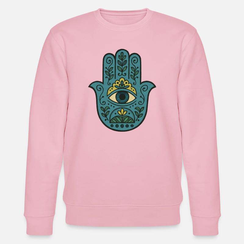 Hamsa Eye Floral Boho Palme - Stanley/Stella Unisex Bio-Sweatshirt CHANGER  - Hellrosa