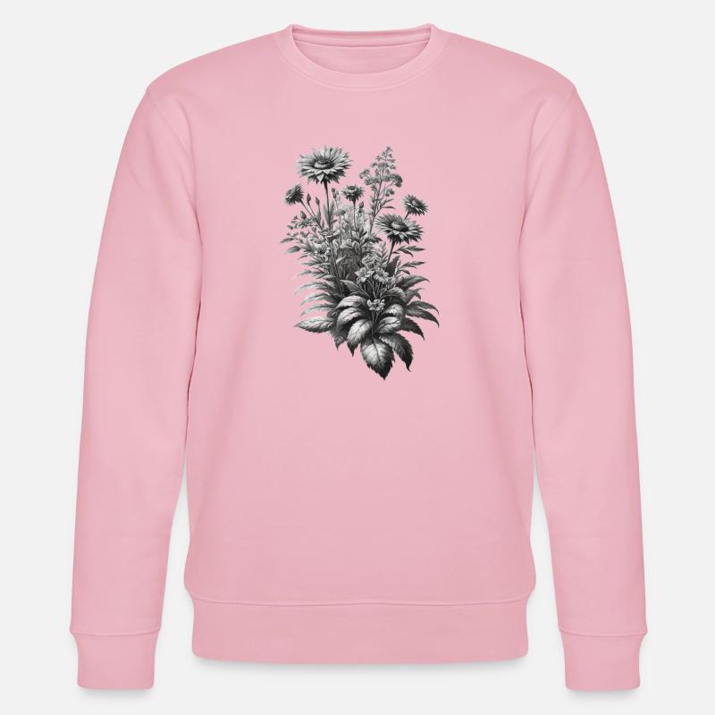 Graue Botanische Blumenbouquet Illustration - Stanley/Stella Unisex Bio-Sweatshirt CHANGER  - Hellrosa