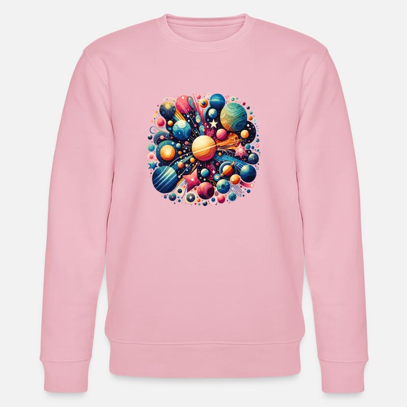 Buntes Planeten-Universum - Stanley/Stella Unisex Bio-Sweatshirt CHANGER - Hellrosa