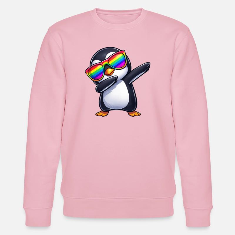 Cute Penguin Dab Rainbow Sunglasses Summer - Stanley/Stella CHANGER Unisex Organic Sweatshirt - cotton pink