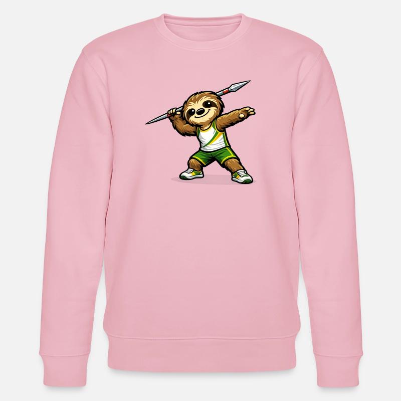 Speerwerfender Sloth Sportheld - Stanley/Stella Unisex Bio-Sweatshirt CHANGER  - Hellrosa