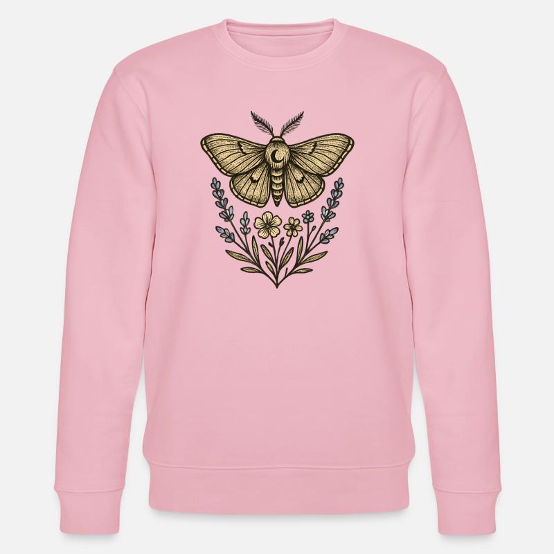 Motte mit Blütenkranz - Stanley/Stella Unisex Bio-Sweatshirt CHANGER  - Hellrosa