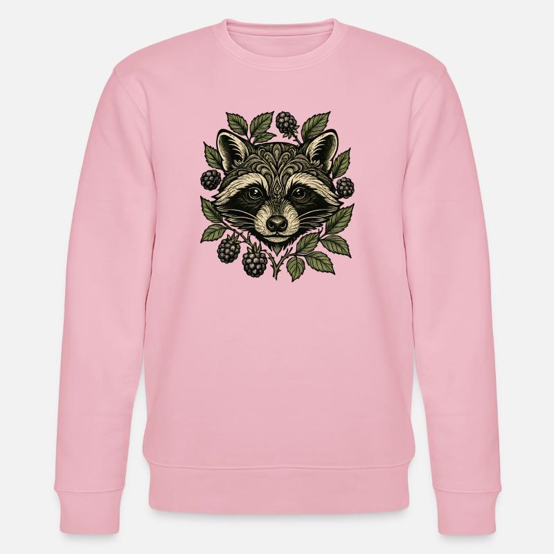 Waschbärengesicht mit Beerenlaub - Stanley/Stella Unisex Bio-Sweatshirt CHANGER  - Hellrosa