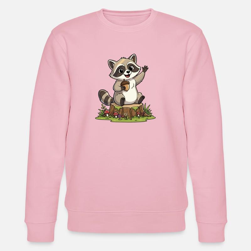 Waschbär am Waldbank mit Eichel - Stanley/Stella Unisex Bio-Sweatshirt CHANGER  - Hellrosa