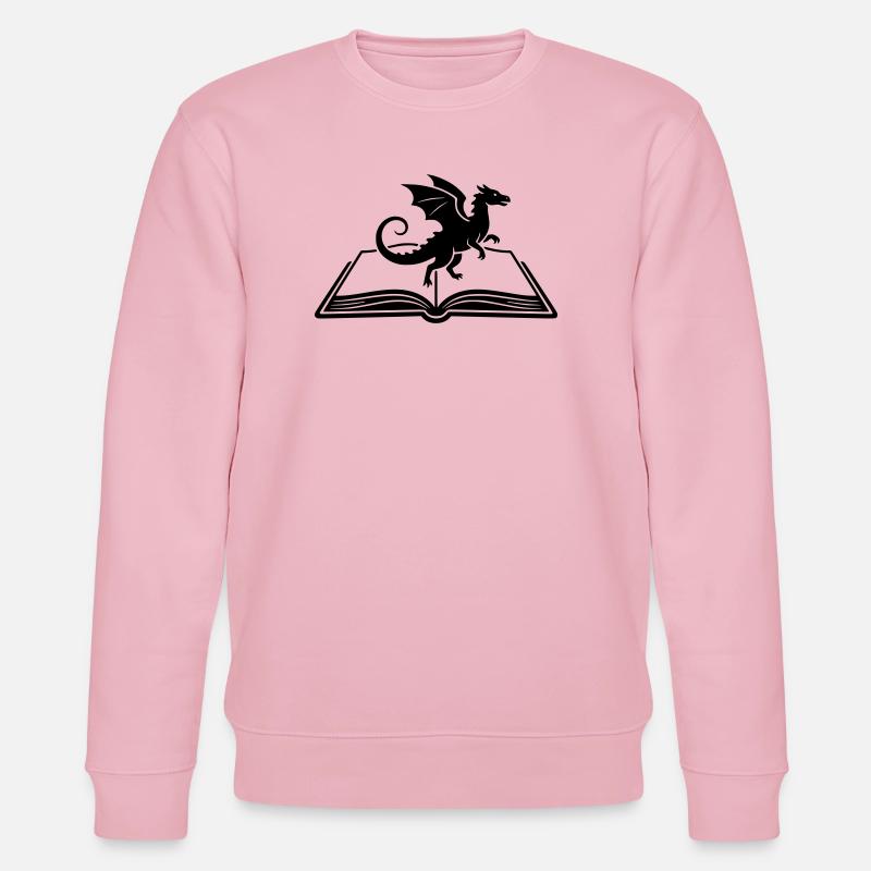 Drache auf Buch Fantasy - Stanley/Stella Unisex Bio-Sweatshirt CHANGER  - Hellrosa