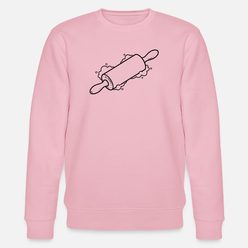 Rolling Pin Baking Roll Flour Outline - Stanley/Stella CHANGER Unisex Organic Sweatshirt - cotton pink