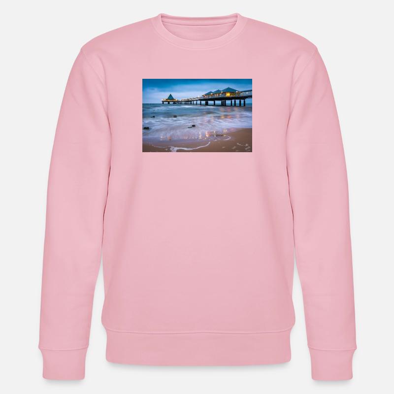 Seebrücke Heringsdorf mit Lichterglanz - Stanley/Stella Unisex Bio-Sweatshirt CHANGER - Hellrosa