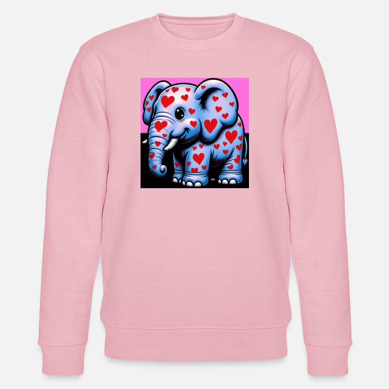 Elefant mit Herz und Herzen - Stanley/Stella Unisex Bio-Sweatshirt CHANGER  - Hellrosa