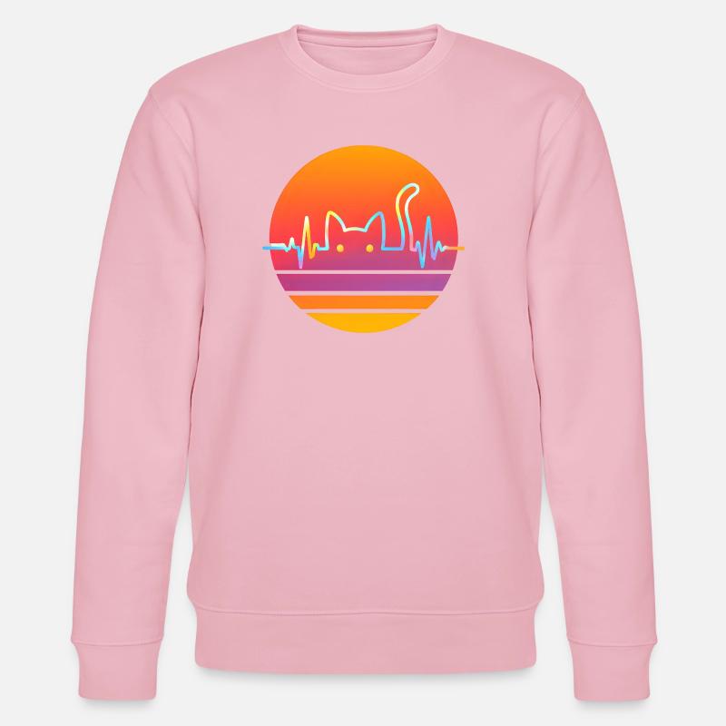 Kat Hjerteslag Kat Elsker Gaveidé - Stanley/Stella økologisk unisex-sweatshirt CHANGER - lys rosa