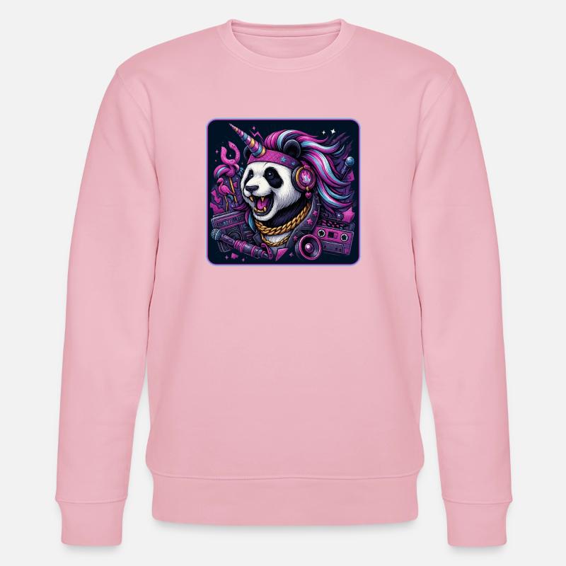 Panda Einhorn Party - Stanley/Stella Unisex Bio-Sweatshirt CHANGER  - Hellrosa
