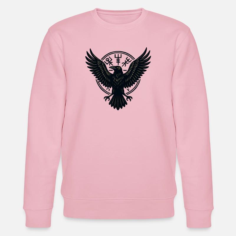 Schwarzer Rabe im Runenkreis - Stanley/Stella Unisex Bio-Sweatshirt CHANGER  - Hellrosa