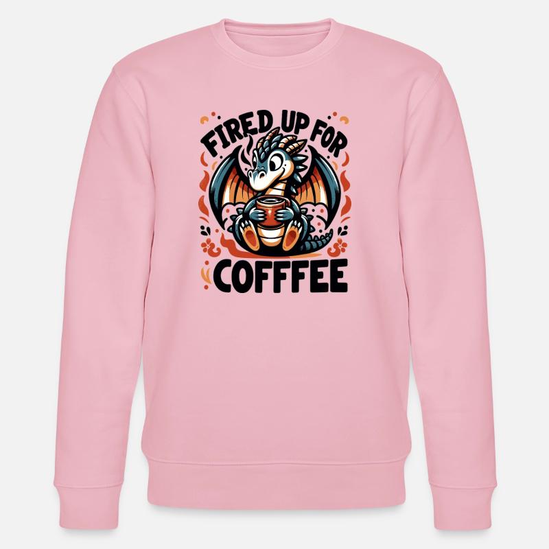 Kaffee Drache Feuerfreude - Stanley/Stella Unisex Bio-Sweatshirt CHANGER  - Hellrosa