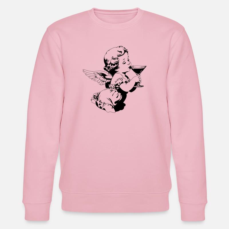 Cocktail Engel – Cherub mit Martini Glas - Stanley/Stella Unisex Bio-Sweatshirt CHANGER  - Hellrosa