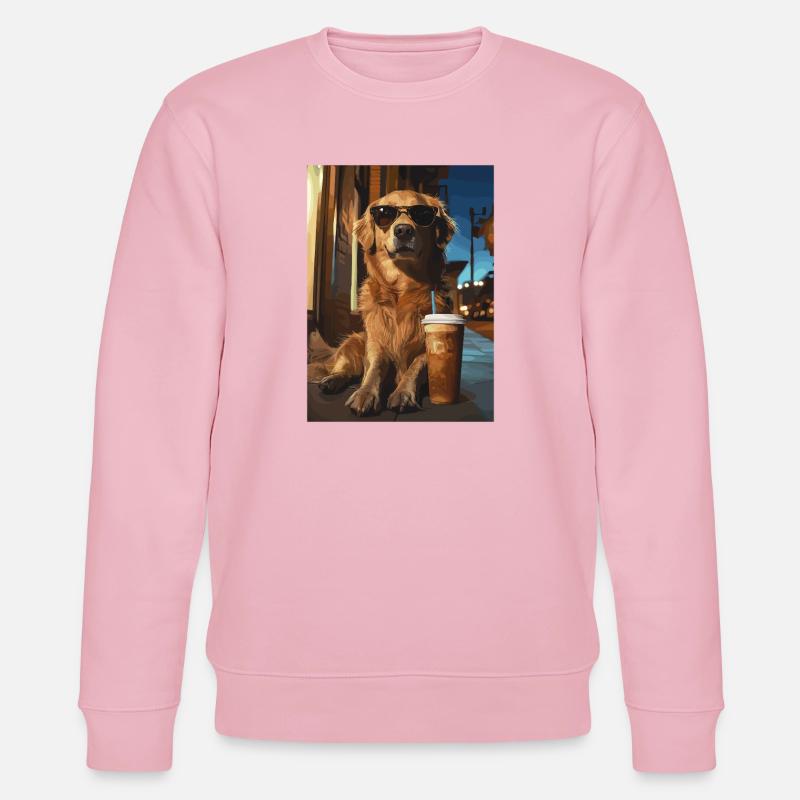 Golden Retriever mit Eiskaffee - Stanley/Stella Unisex Bio-Sweatshirt CHANGER  - Hellrosa