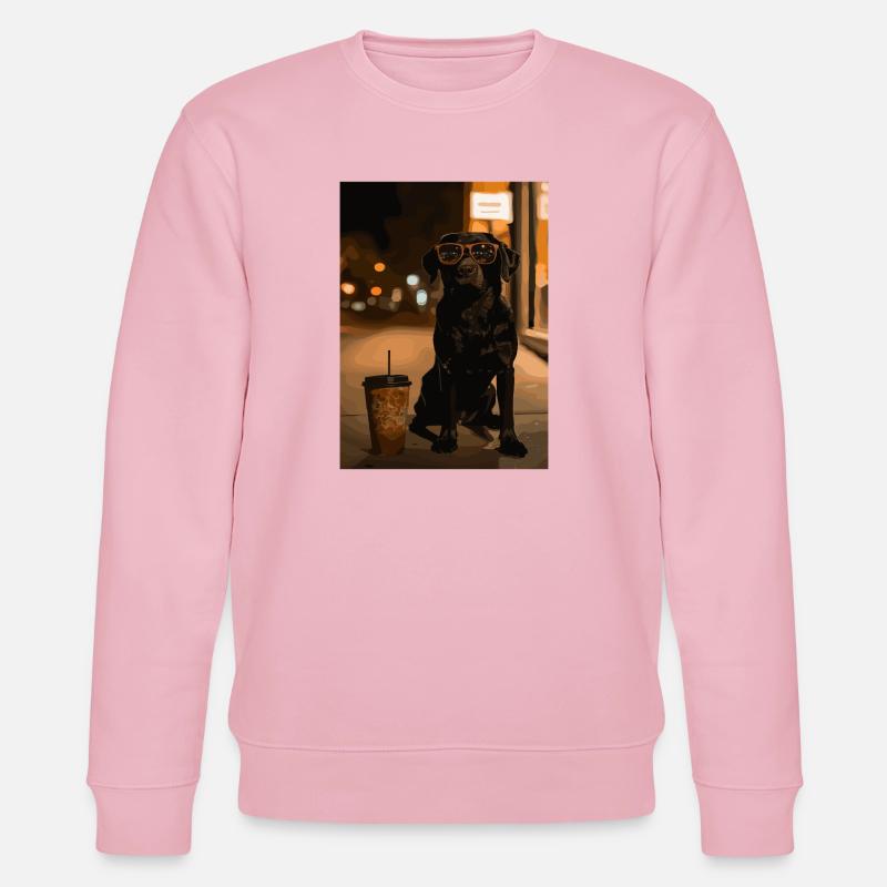 Nachtlicher Hund mit Sonnenbrille - Stanley/Stella Unisex Bio-Sweatshirt CHANGER - Hellrosa