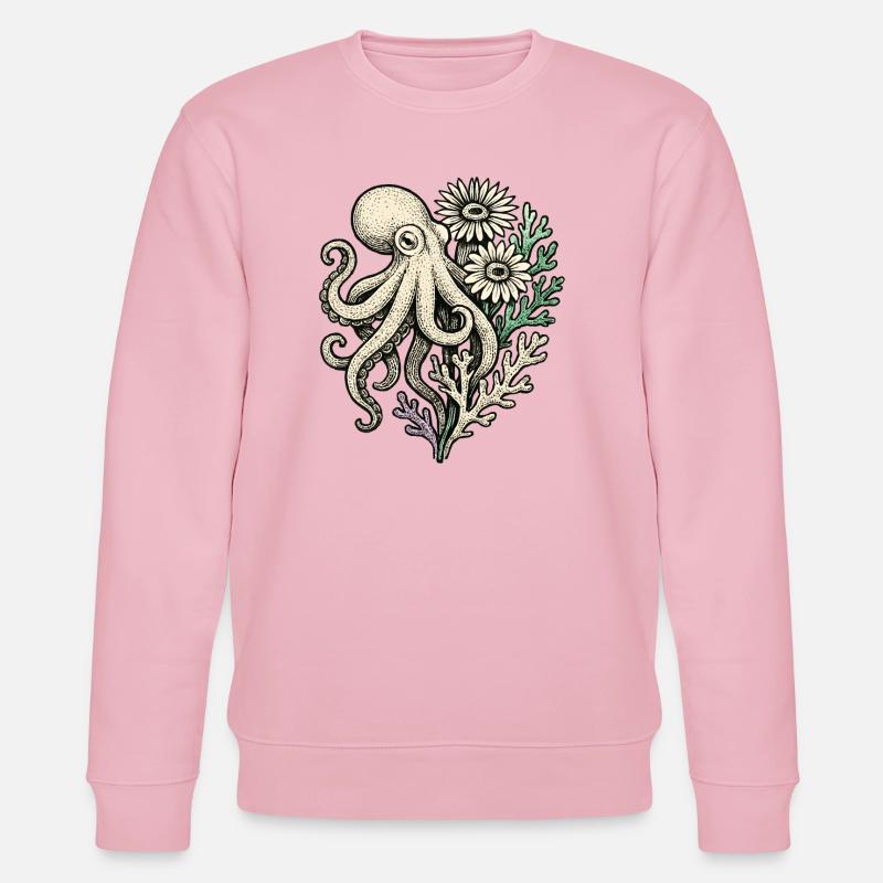 Oktopus mit Korallenblüten - Stanley/Stella Unisex Bio-Sweatshirt CHANGER  - Hellrosa