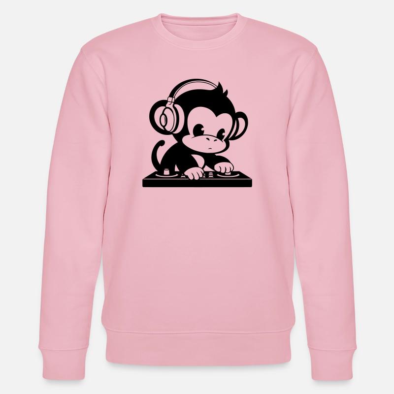 DJ Affe mit Kopfhörern - Stanley/Stella Unisex Bio-Sweatshirt CHANGER  - Hellrosa