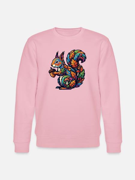 Buntes Eichhörnchen Herbstzauber Nuss Waldbewohner - Stanley/Stella Unisex Bio-Sweatshirt CHANGER  - Hellrosa