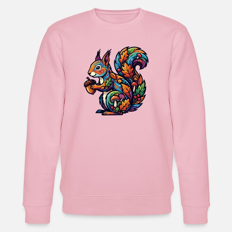 Buntes Eichhörnchen Herbstzauber Nuss Waldbewohner - Stanley/Stella Unisex Bio-Sweatshirt CHANGER  - Hellrosa