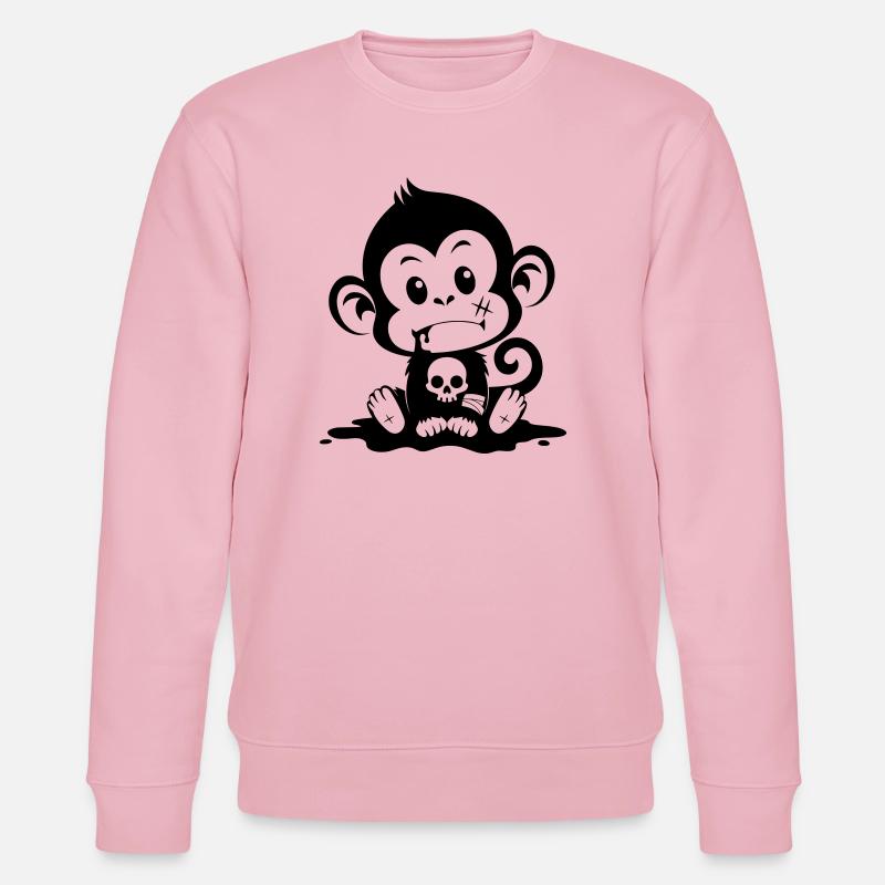 Süßer Affe im Gruselstil - Stanley/Stella Unisex Bio-Sweatshirt CHANGER  - Hellrosa