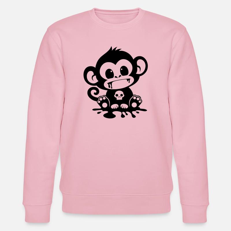 Spooky Monkey with Skull - Stanley/Stella CHANGER Unisex Organic Sweatshirt - cotton pink