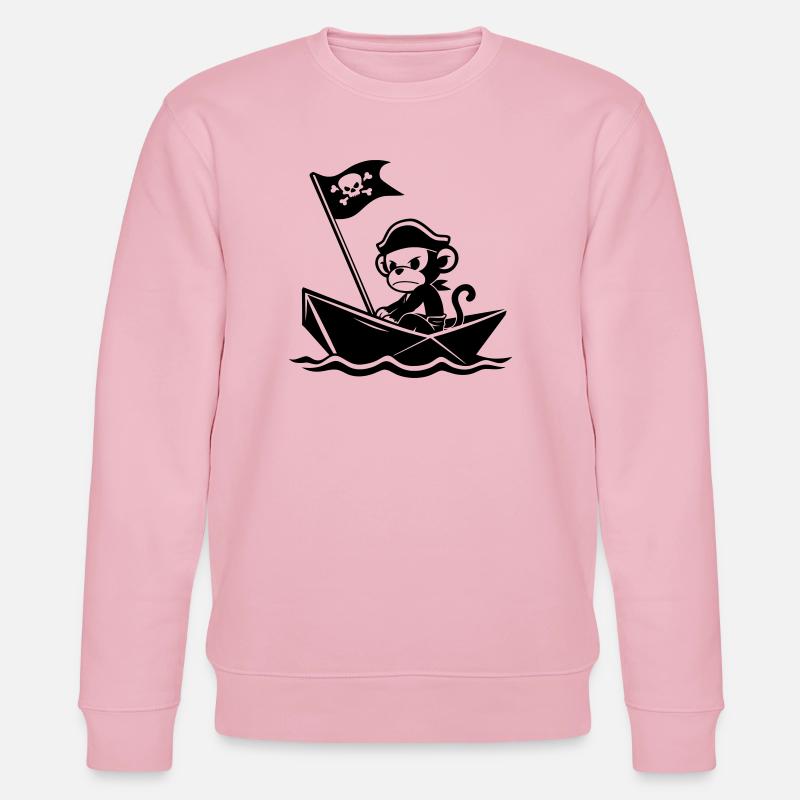 Wütender Piratenaffe im Boot - Stanley/Stella Unisex Bio-Sweatshirt CHANGER  - Hellrosa