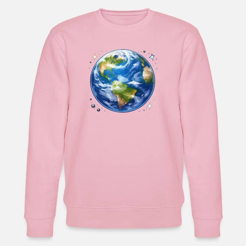Erde im kosmischen Aquarellstil - Stanley/Stella Unisex Bio-Sweatshirt CHANGER  - Hellrosa