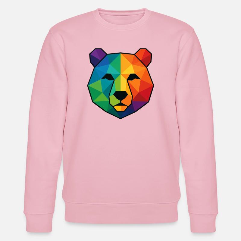 Bunte Pop-Art-Low-Poly-Bär - Stanley/Stella Unisex Bio-Sweatshirt CHANGER  - Hellrosa
