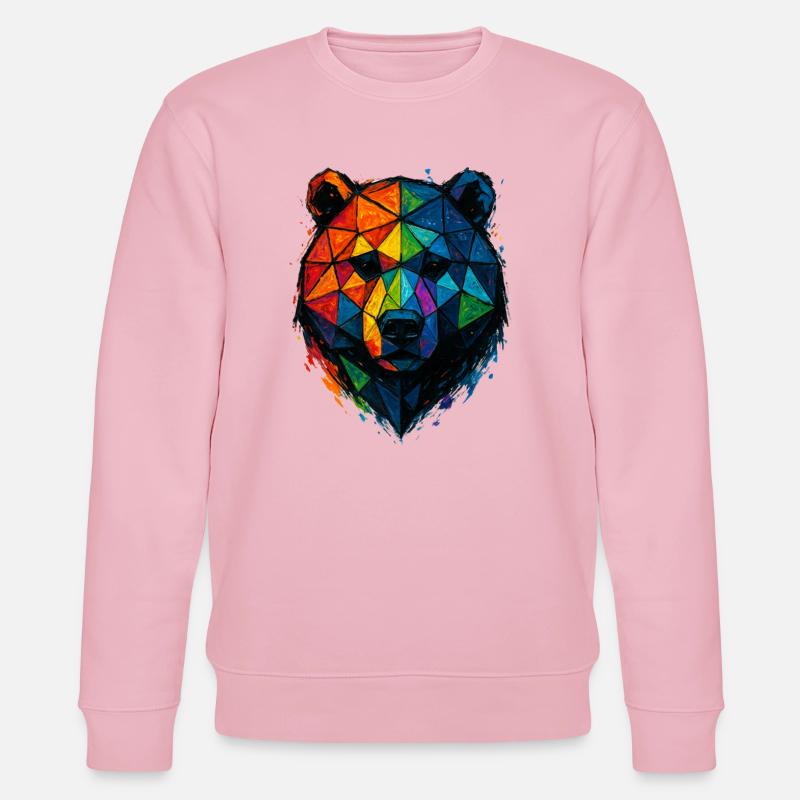 Bunte Pop-Art-Low-Poly-Bär - Stanley/Stella Unisex Bio-Sweatshirt CHANGER  - Hellrosa