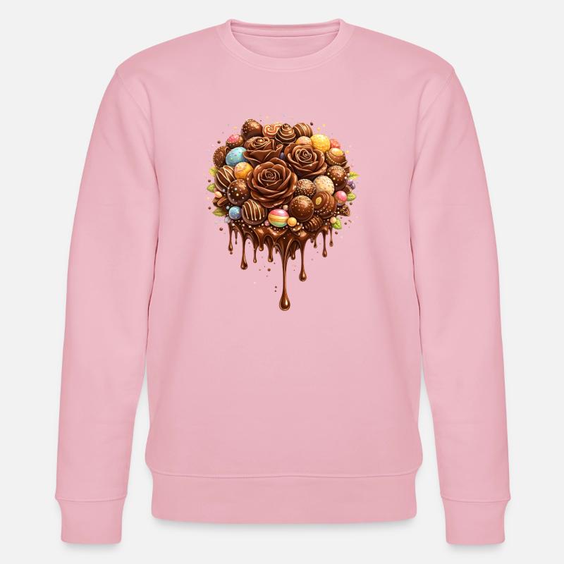 Schokoladenstrauß mit Pralinen Illustration - Stanley/Stella Unisex Bio-Sweatshirt CHANGER  - Hellrosa
