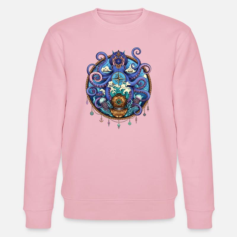 Nautical Squid Compass - Stanley/Stella CHANGER Unisex Organic Sweatshirt - cotton pink