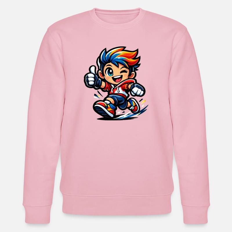 Farbenfroher Regenbogenheld in Aktion - Stanley/Stella Unisex Bio-Sweatshirt CHANGER  - Hellrosa