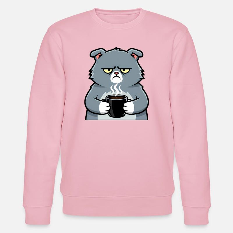 Katze Kaffee Tasse Comic - Stanley/Stella Unisex Bio-Sweatshirt CHANGER  - Hellrosa