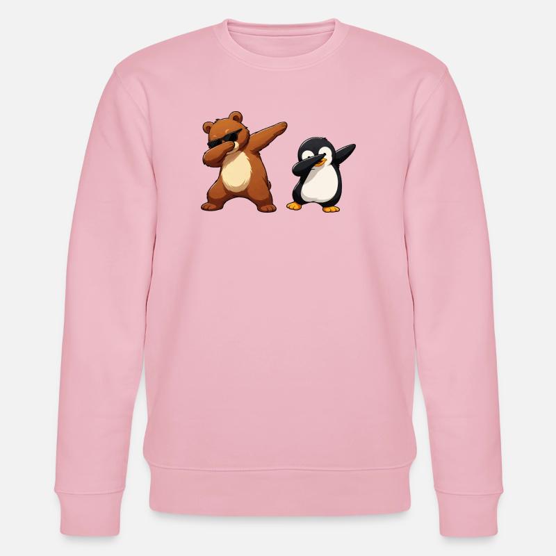 Bär und Pinguin Dabbing-Charme - Stanley/Stella Unisex Bio-Sweatshirt CHANGER  - Hellrosa