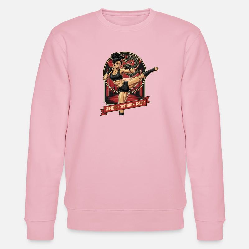Kampfkunstheldin mit Drache - Stanley/Stella Unisex Bio-Sweatshirt CHANGER  - Hellrosa