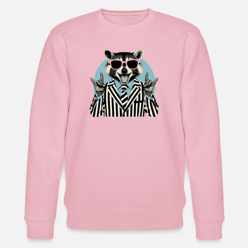 Raton laveur berçant en costume rayé - Sweat bio CHANGER Stanley/Stella Unisexe - rose pâle