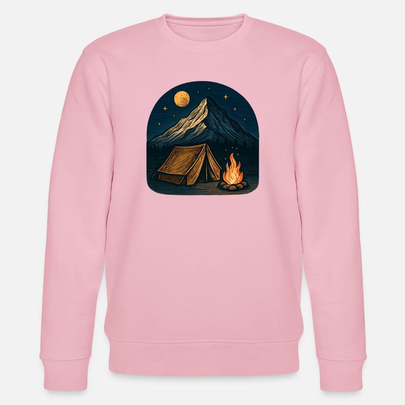Mountain camping at night with fire - Stanley/Stella CHANGER Unisex Organic Sweatshirt - cotton pink