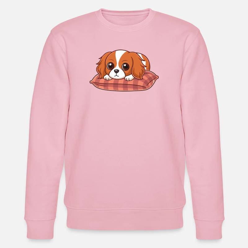 Chiot adorable sur coussin plaid - Sweat bio CHANGER Stanley/Stella Unisexe - rose pâle