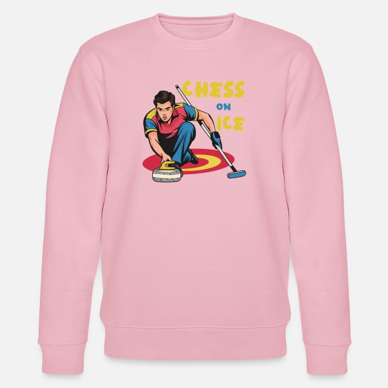 Schach auf dem Eis: Eis-Curling Motiv - Stanley/Stella Unisex Bio-Sweatshirt CHANGER  - Hellrosa