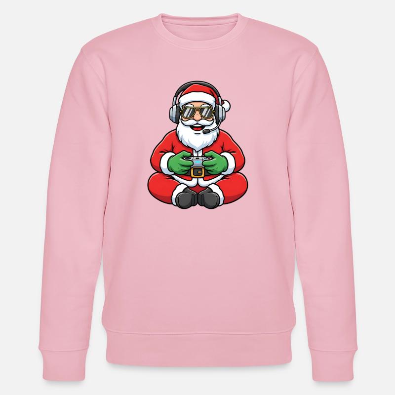 Gamer Weihnachtsmann Spielt Videospiel-Controller - Stanley/Stella Unisex Bio-Sweatshirt CHANGER  - Hellrosa