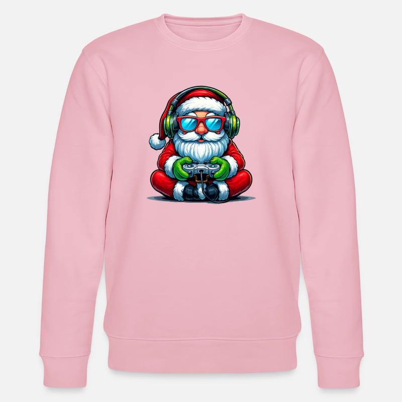 Gamer Weihnachtsmann Spielt Videospiel-Controller - Stanley/Stella Unisex Bio-Sweatshirt CHANGER  - Hellrosa